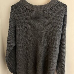 Women's Charcoal Gray Waffle Knit Sweater